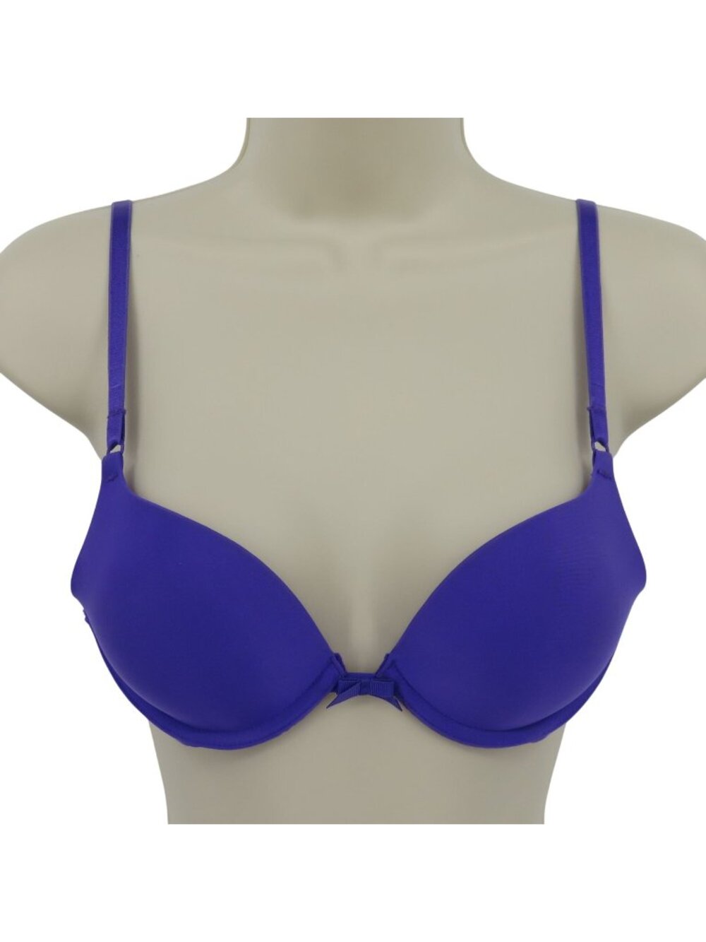 Victorias Secret 32B Push Up Bra Solid Purple Underwire Padded Bow Accent Sexy